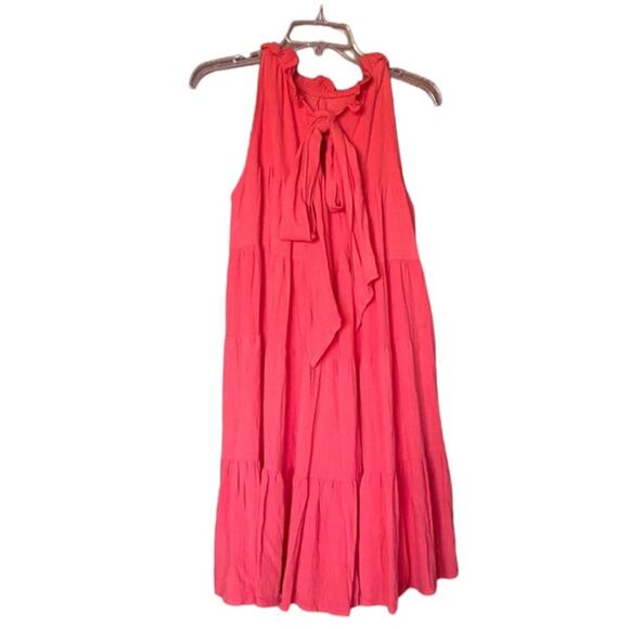 Lulus Tier for It Red Tiered Ruffled Tie-Back Mini Dress size XL - Picture 8 of 12